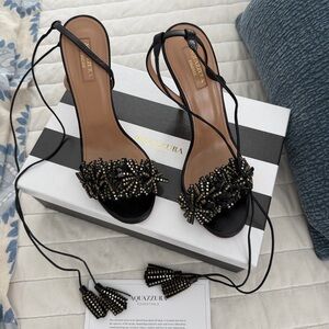 Aquazzura Black Beaded Heels 39.5